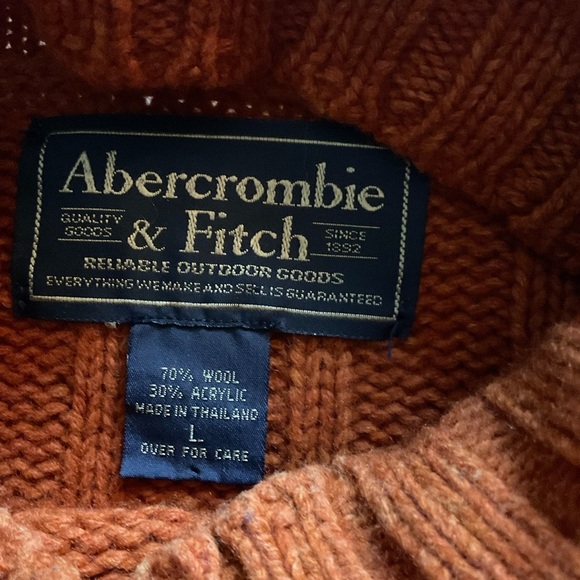 Abercrombie & Fitch Ribbed Wool Blend Mock Neck Sweater Size L Rust - Picture 6 of 8